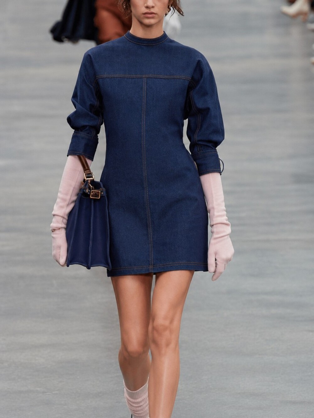 NWT! $1950 Fendi Abito Blue Denim Mini Dress Size 38/XS/2